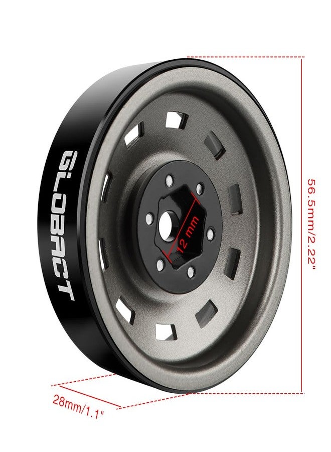 GLOBACT 1.9 Beadlock Wheels RC Wheel Hub for 1/10 TRX4 TRX6 Axial SCX10 I II III Pro Redcat RC Crawler Upgrade Accessories (4Pcs Titanium) - Image 2